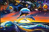 Sea Life Canvas Paintings - Dolphin Universe
